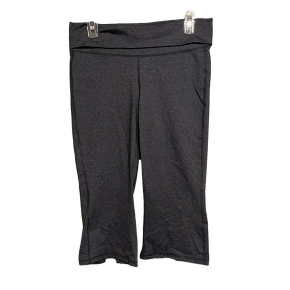 Old Navy Womens Medium Crop Capri Flare Slit Leggings Grey Yoga Pants Foldover - Picture 1 of 8